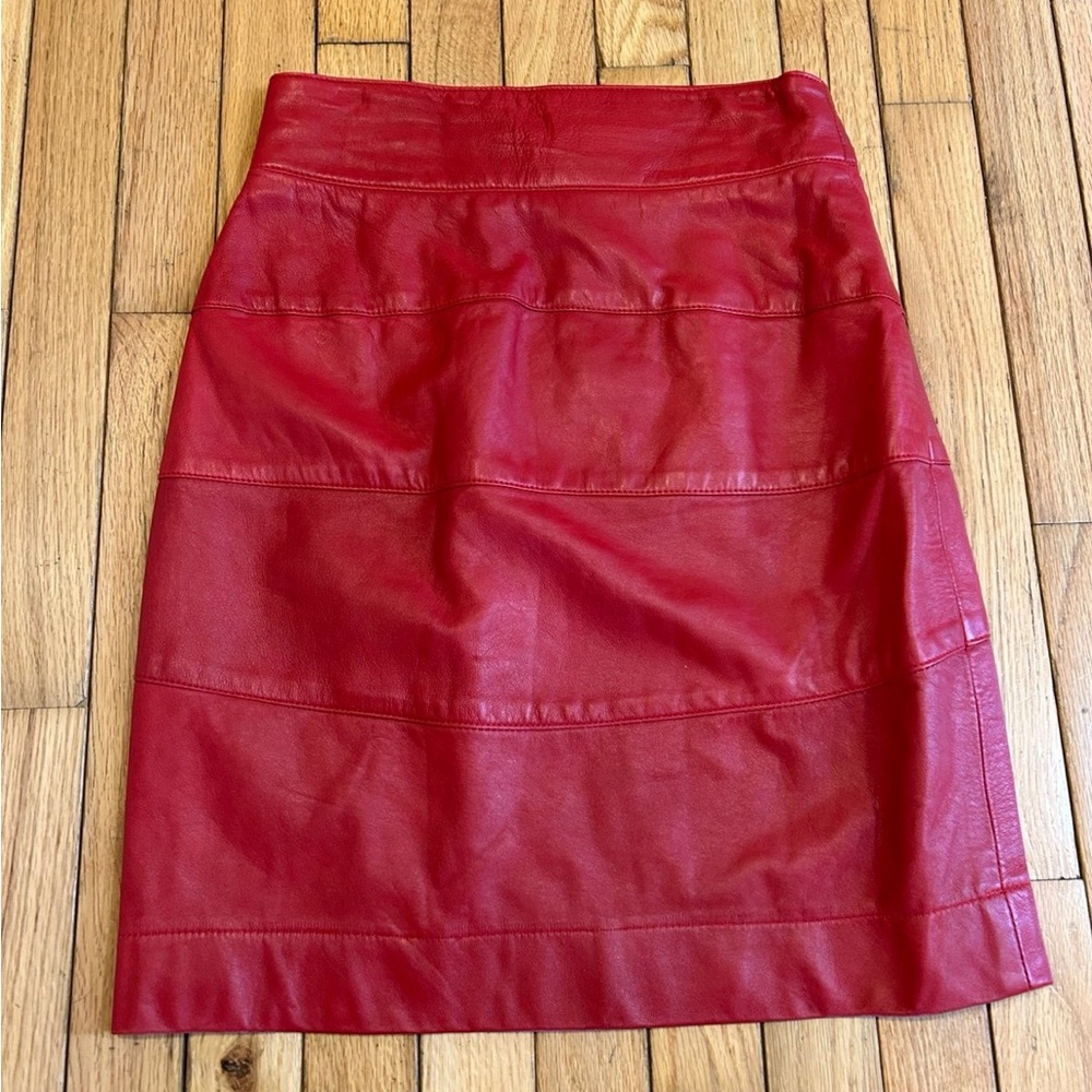 Saks Fifth Avenue Vintage Red Leather Skirt